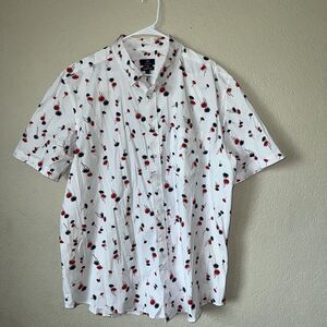 George Mens Tropical Patriotic Palm Tree Button Down Classic Fit Size 2XL